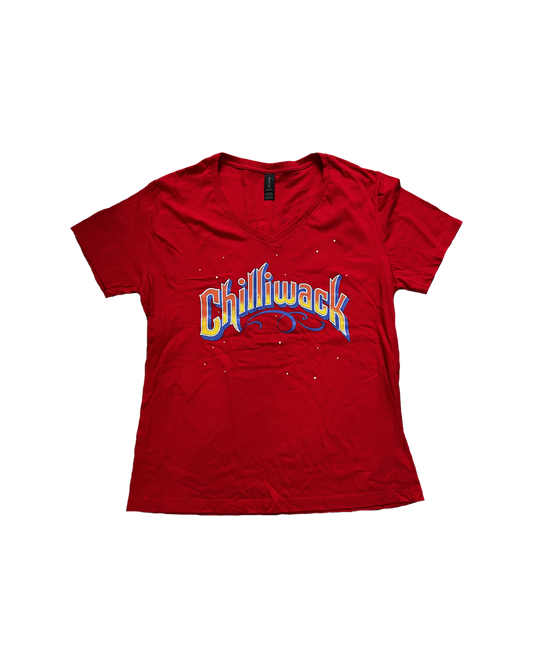 Logo Ladies V-Neck (Red)
