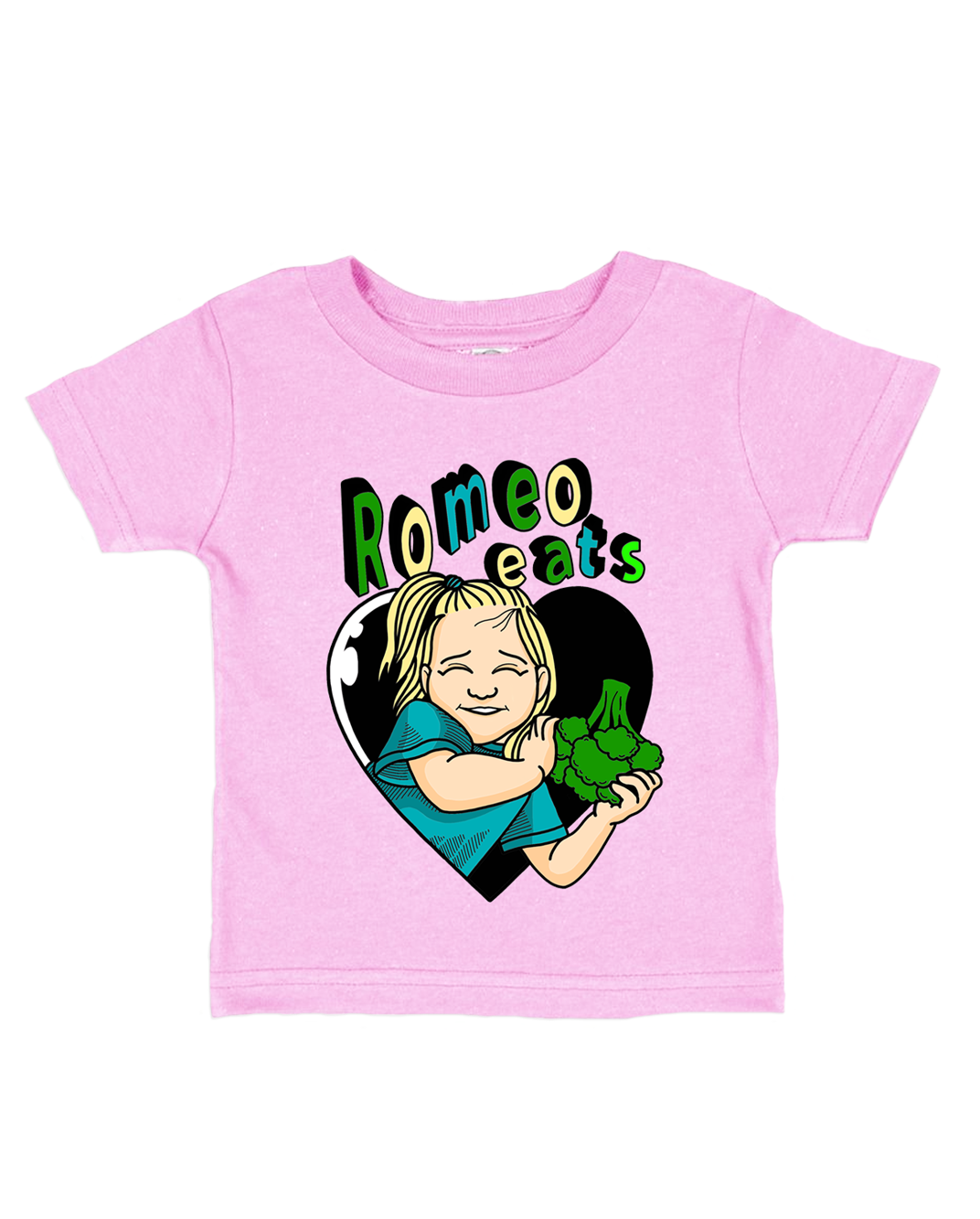 Romeo Eats Broccoli Toddler Tee (Pink)